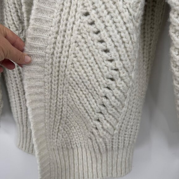 IRO Vesna Metallic Wool Blend Open Cardigan In Off White pale gray SIZE Medium s - Picture 5 of 13